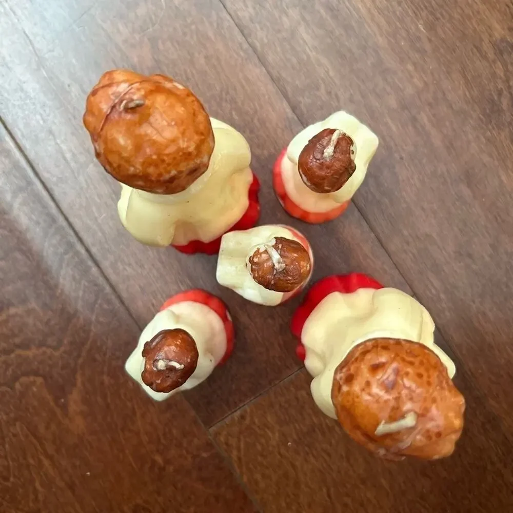 Vintage 50s Gurley Tavern Choir Boy Candles, Set of Five, Three Small/Two Large